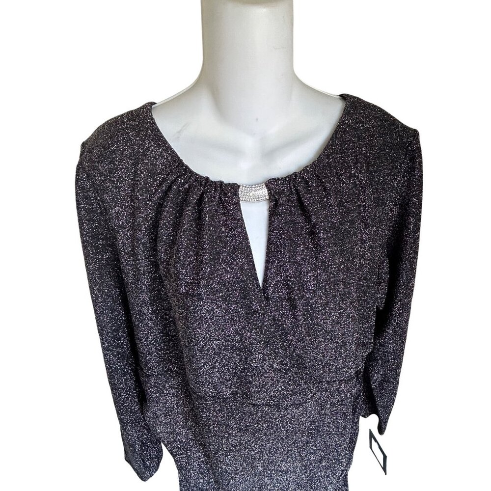 NEW Women's Glitter Knit Ruched Dress Evening Cocktail Dress - Picture 5 of 14